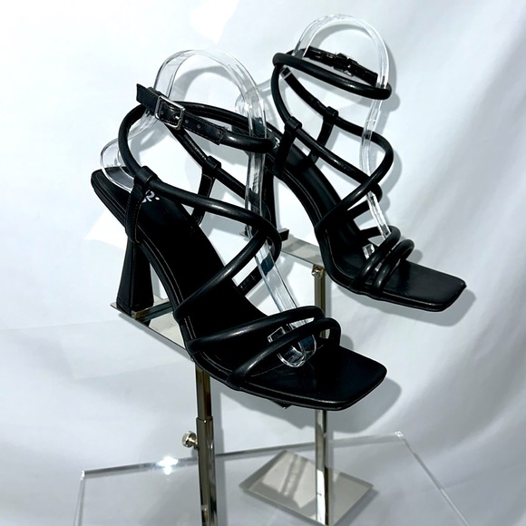 Nordstrom BP. Ashlyn Black  Square Toe Strappy Sandal Flared Triangular … - Picture 6 of 11
